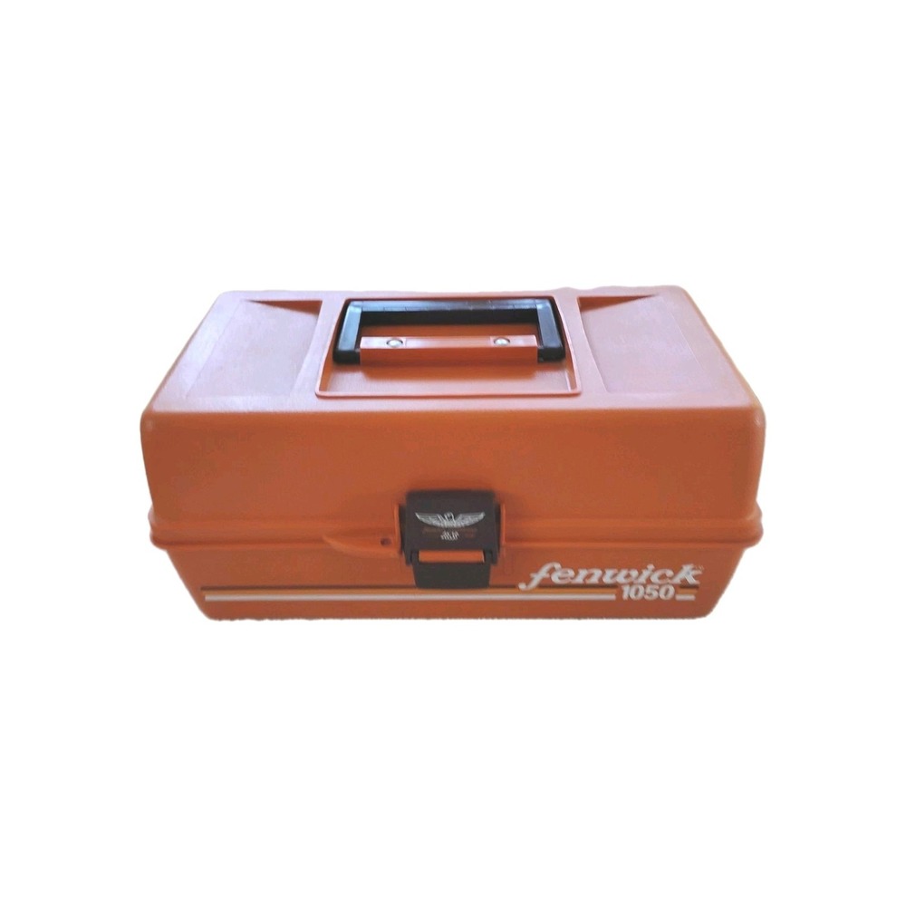 Vintage Fenwick 1050 Plastic Hard Tackle Box Orange 2 Trays